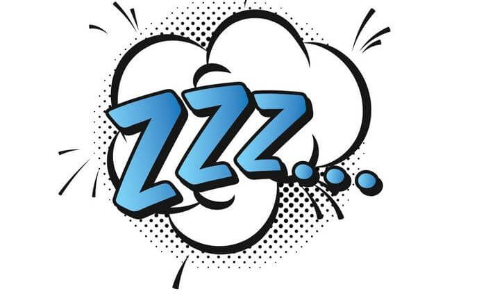 Vector image of zzz... written in a thought bubble: Implying sleep.