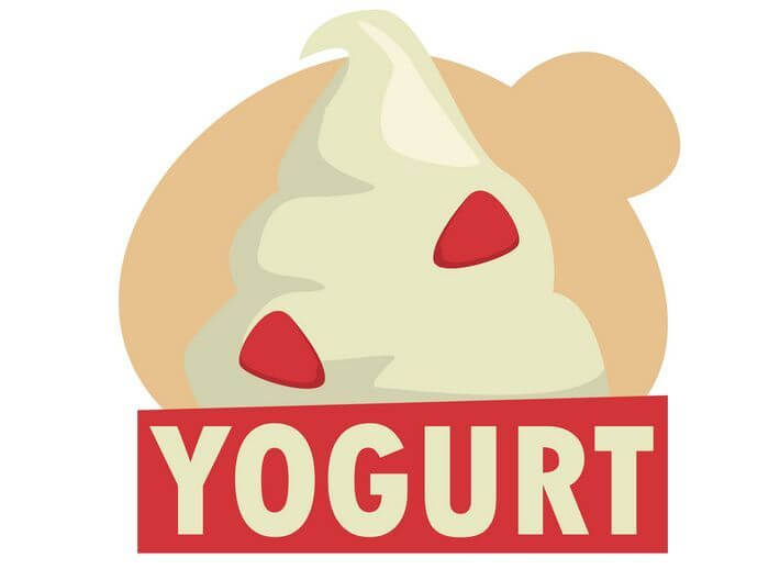 Vector image of yogurt with YOGURT written at the bottom.